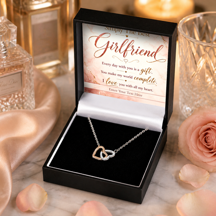 Simply The Best Girlfriend Personalised Love Interlocking Hearts Necklace In Keepsake Box
