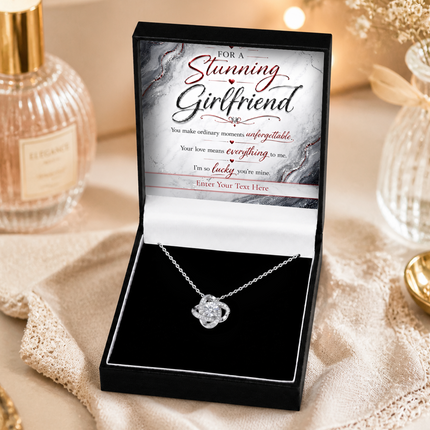 For A Stunning Girlfriend Personalised Love Knot Necklace In Keepsake Box