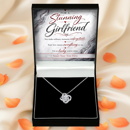 For A Stunning Girlfriend Personalised Love Knot Necklace In Keepsake Box