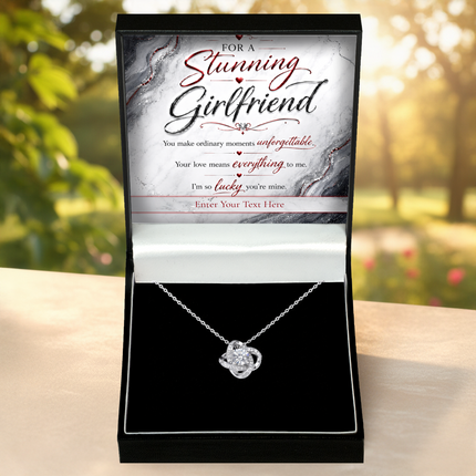 For A Stunning Girlfriend Personalised Love Knot Necklace In Keepsake Box