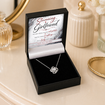 For A Stunning Girlfriend Personalised Love Knot Necklace In Keepsake Box