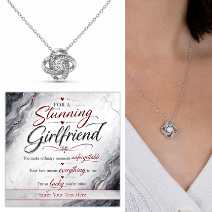 For A Stunning Girlfriend Personalised Love Knot Necklace In Keepsake Box