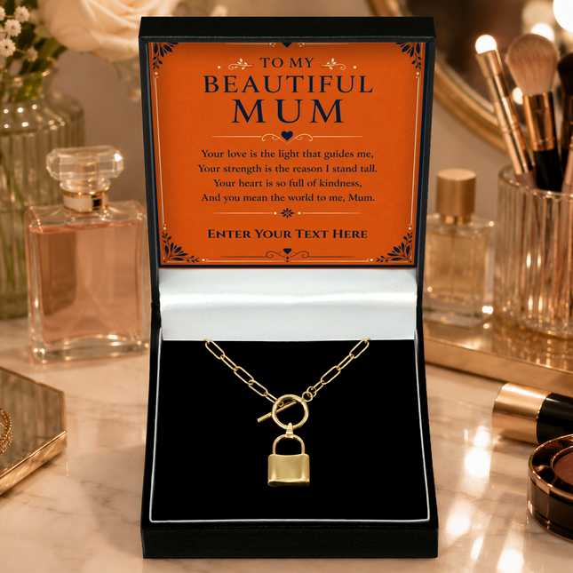 To My Beautiful Mum Personalised Love Lock Necklace In Keepsake Box