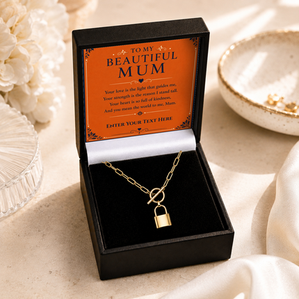 To My Beautiful Mum Personalised Love Lock Necklace In Keepsake Box