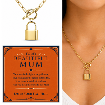 To My Beautiful Mum Personalised Love Lock Necklace In Keepsake Box