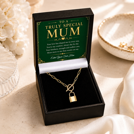 To A Truly Special Mum Personalised Love Lock Necklace In Keepsake Box