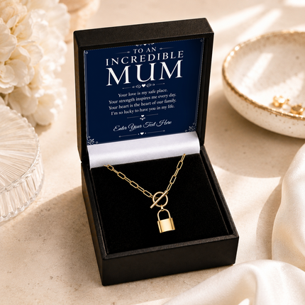 To An Incredible Mum Personalised Love Lock Necklace In Keepsake Box