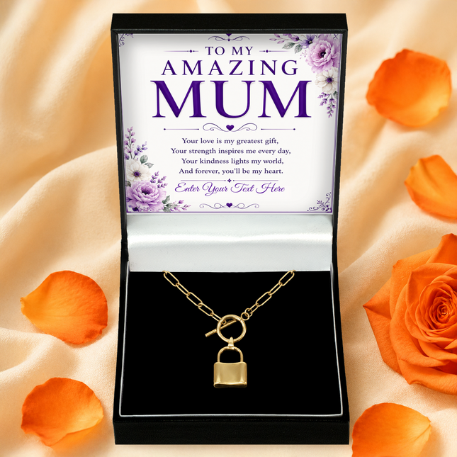 To My Amazing Mum Personalised Love Lock Necklace In Keepsake Box