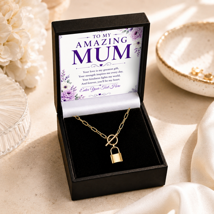 To My Amazing Mum Personalised Love Lock Necklace In Keepsake Box
