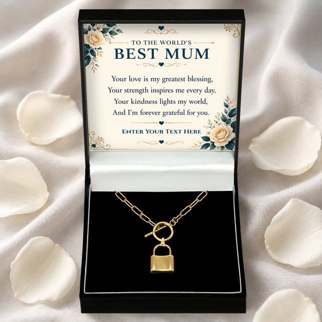 To The Worlds Best Mum Personalised Love Lock Necklace In Keepsake Box