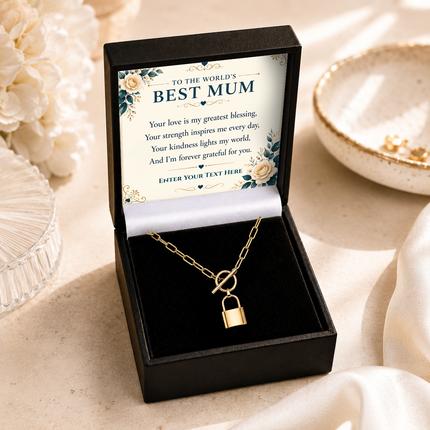 To The Worlds Best Mum Personalised Love Lock Necklace In Keepsake Box