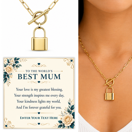 To The Worlds Best Mum Personalised Love Lock Necklace In Keepsake Box