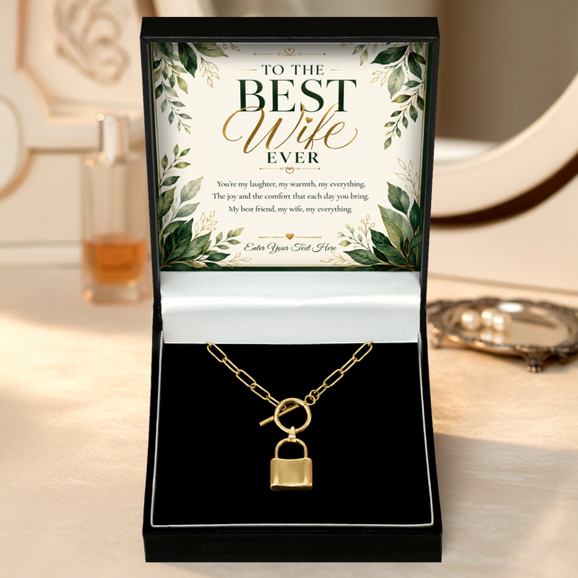 To The Best Wife Ever Personalised Love Lock Necklace In Keepsake Box