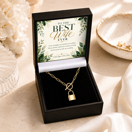 To The Best Wife Ever Personalised Love Lock Necklace In Keepsake Box