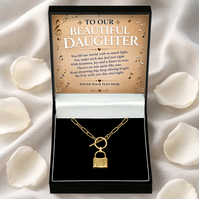 To Our Beautiful Daughter Personalised Love Lock Necklace In Keepsake Box