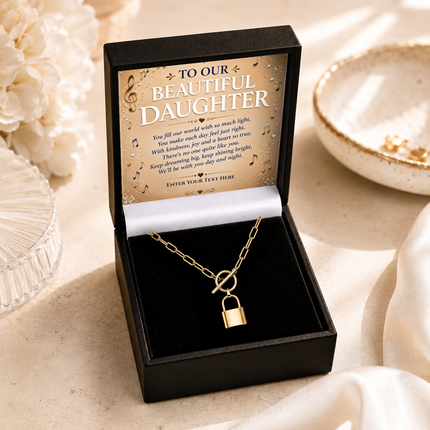To Our Beautiful Daughter Personalised Love Lock Necklace In Keepsake Box