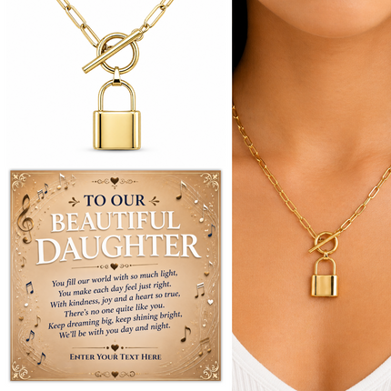 To Our Beautiful Daughter Personalised Love Lock Necklace In Keepsake Box