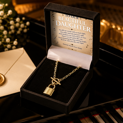To Our Beautiful Daughter Personalised Love Lock Necklace In Keepsake Box