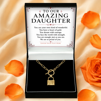 To Our Amazing Daughter Personalised Love Lock Necklace In Keepsake Box