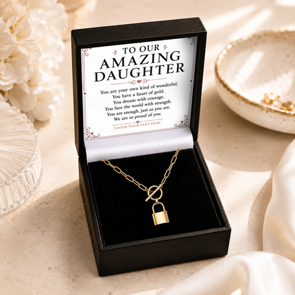 To Our Amazing Daughter Personalised Love Lock Necklace In Keepsake Box