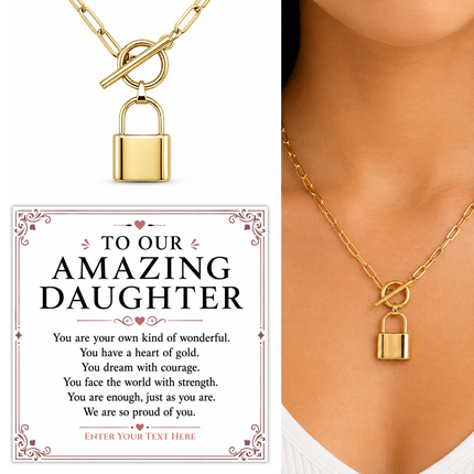 To Our Amazing Daughter Personalised Love Lock Necklace In Keepsake Box