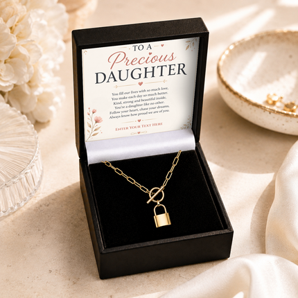 To A Precious Daughter Personalised Love Lock Necklace In Keepsake Box