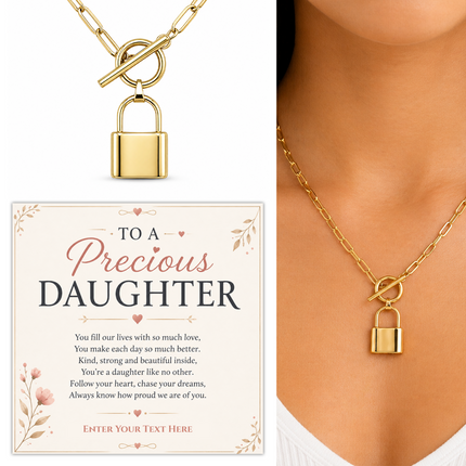 To A Precious Daughter Personalised Love Lock Necklace In Keepsake Box