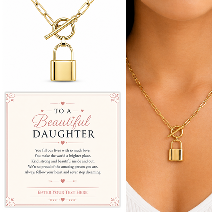 To A Beautiful Daughter Personalised Love Lock Necklace In Keepsake Box
