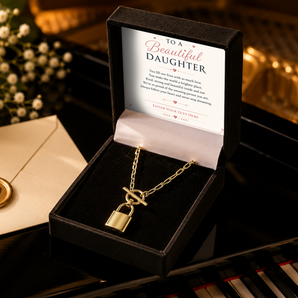 To A Beautiful Daughter Personalised Love Lock Necklace In Keepsake Box