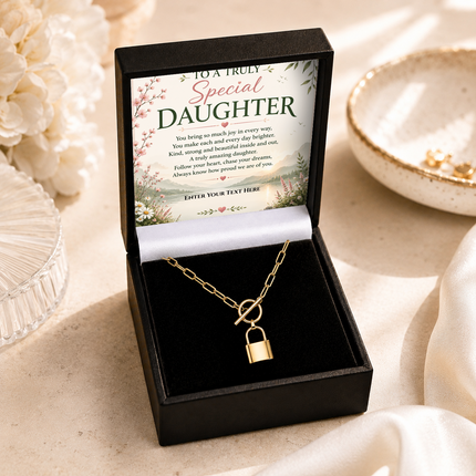 To A Truly Special Daughter Personalised Love Lock Necklace In Keepsake Box