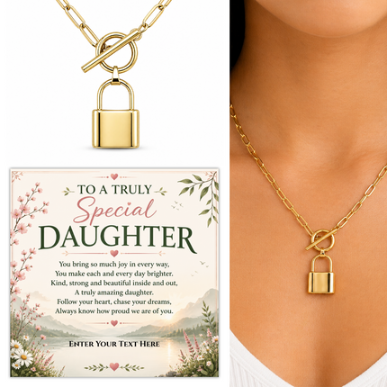 To A Truly Special Daughter Personalised Love Lock Necklace In Keepsake Box