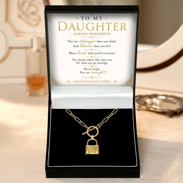 To My Daughter Personalised Love Lock Necklace In Keepsake Box