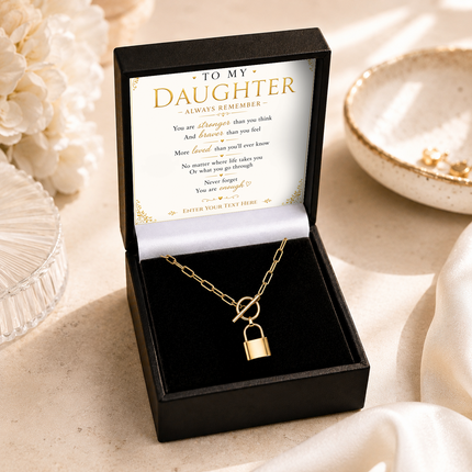 To My Daughter Personalised Love Lock Necklace In Keepsake Box