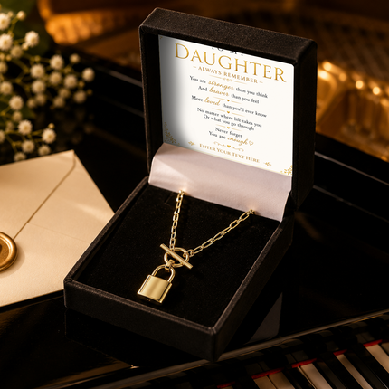 To My Daughter Personalised Love Lock Necklace In Keepsake Box