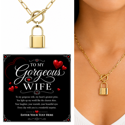 To My Gorgeous Wife Personalised Love Lock Necklace In Keepsake Box