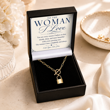 To The Woman I Love Personalised Love Lock Necklace In Keepsake Box