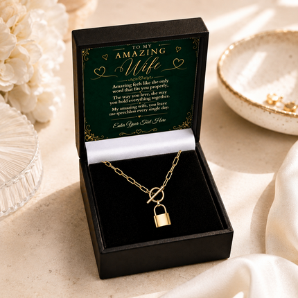 To My Amazing Wife Personalised Love Lock Necklace In Keepsake Box