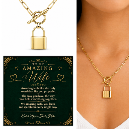 To My Amazing Wife Personalised Love Lock Necklace In Keepsake Box