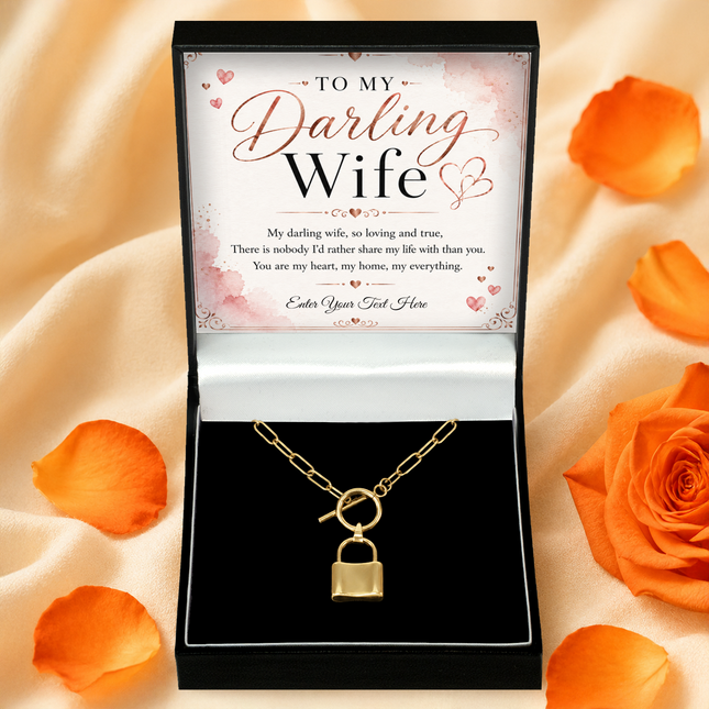 To My Darling Wife Personalised Love Lock Necklace In Keepsake Box