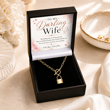 To My Darling Wife Personalised Love Lock Necklace In Keepsake Box
