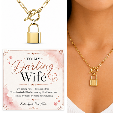 To My Darling Wife Personalised Love Lock Necklace In Keepsake Box