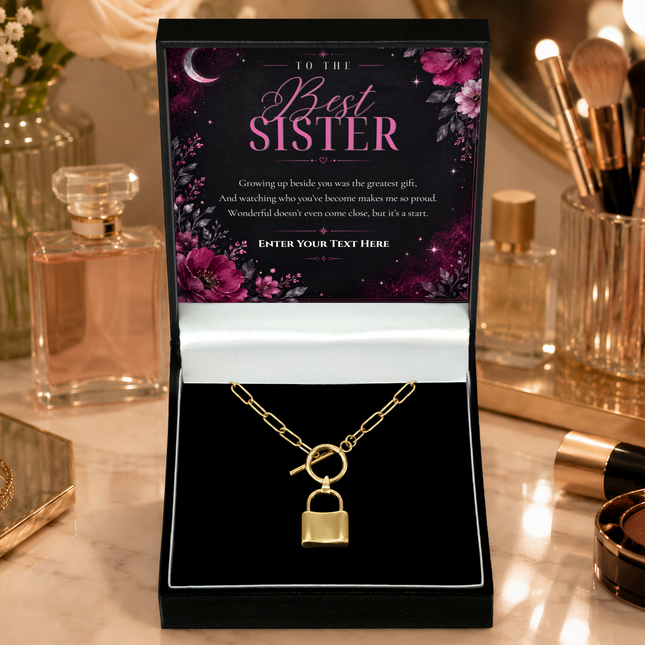 To The Best Sister Personalised Love Lock Necklace In Keepsake Box