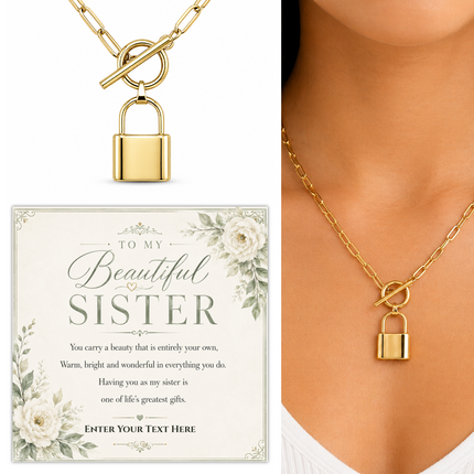 To My Beautiful Sister Personalised Love Lock Necklace In Keepsake Box