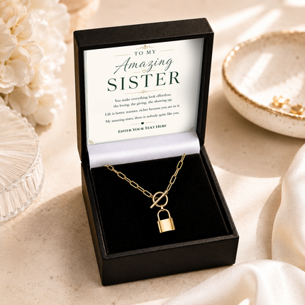 To My Amazing Sister Personalised Love Lock Necklace In Keepsake Box