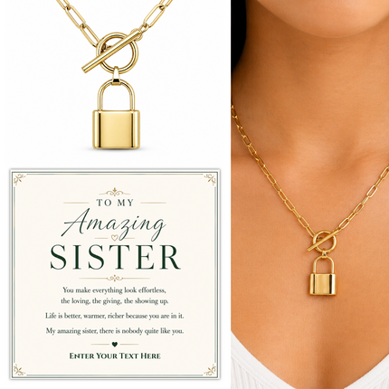 To My Amazing Sister Personalised Love Lock Necklace In Keepsake Box