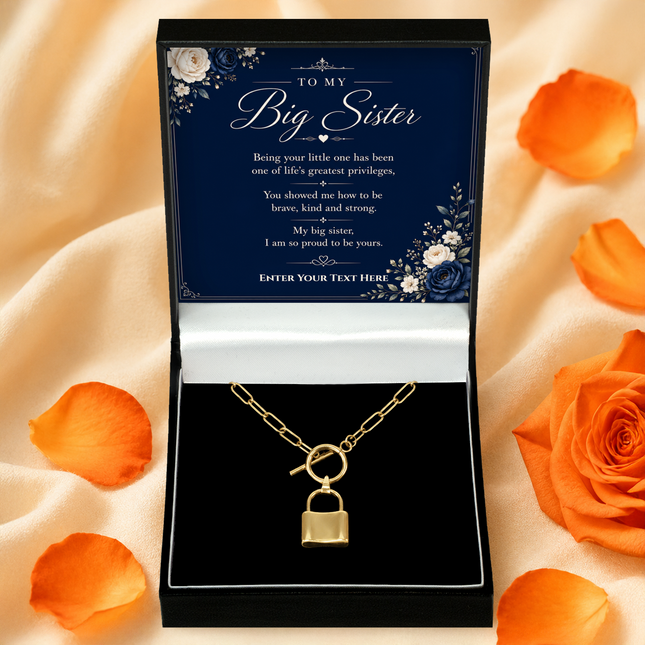 To My Big Sister Personalised Love Lock Necklace In Keepsake Box