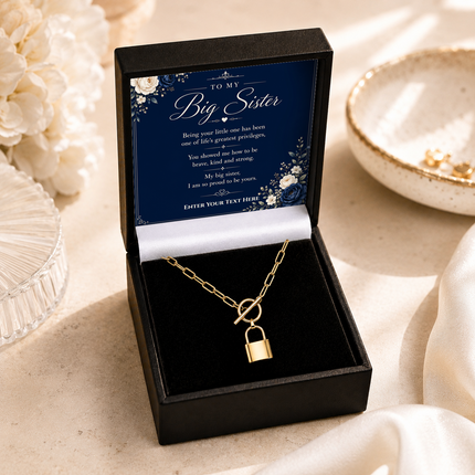 To My Big Sister Personalised Love Lock Necklace In Keepsake Box