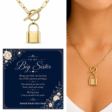 To My Big Sister Personalised Love Lock Necklace In Keepsake Box