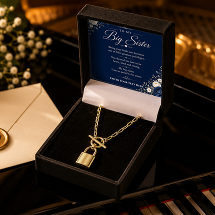 To My Big Sister Personalised Love Lock Necklace In Keepsake Box