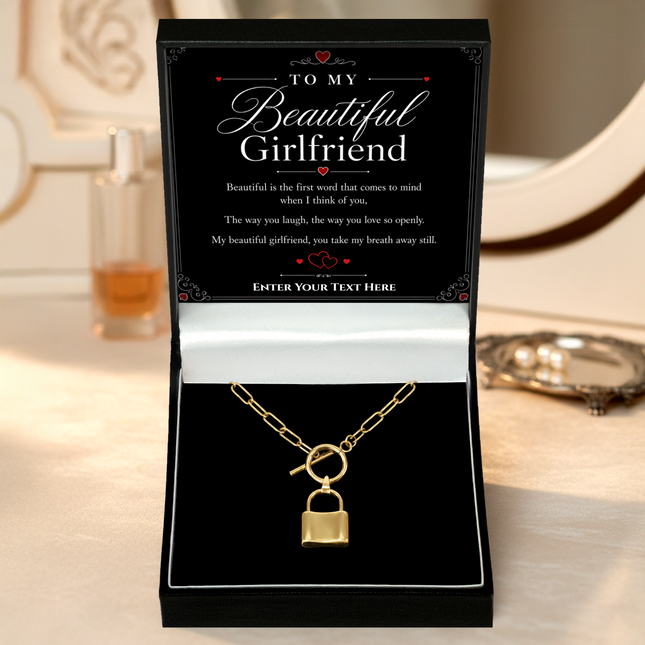 To My Beautiful Girlfriend Personalised Love Lock Necklace In Keepsake Box